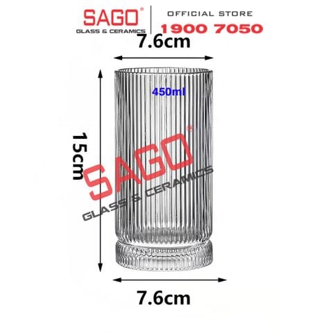  Ly Thủy Tinh Sọc INS Stripes Mark Hight Ball Glass 450ml | Thủy Tinh Cao Cấp 