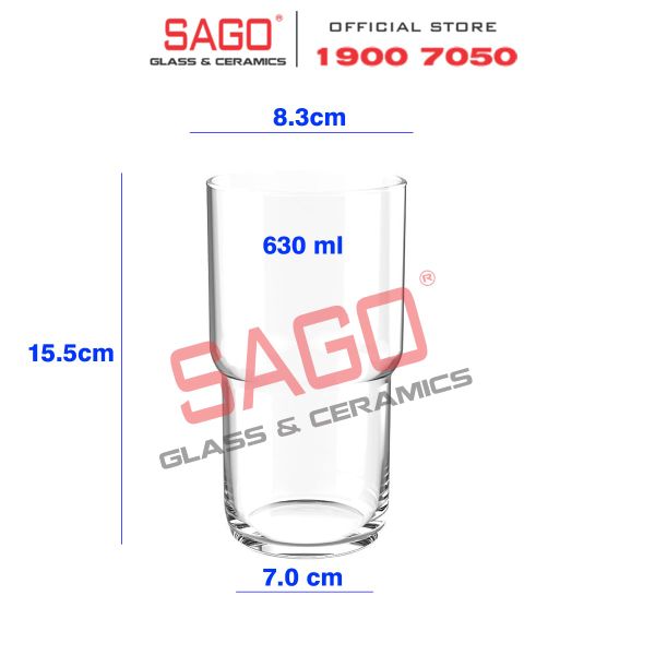  Ocean B24522 - Ly Thủy tinh Ocean Modular Long Drink 630ml | Nhập Khẩu Thái Lan 