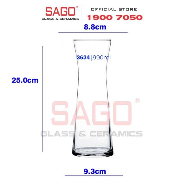  Ocean B13634 - Bình Rót Thủy Tinh Ocean Tempo Carafe 970ml | Nhập Khẩu Thái Lan 
