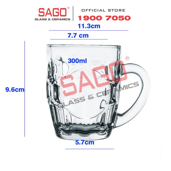 PG217 - Ly Thủy Tinh Prim Cosmo Beer Mug 290ml | Nhập Khẩu Thái Lan 