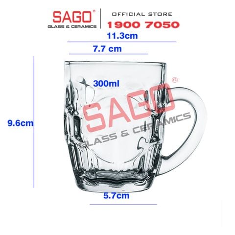  PG217 - Ly Thủy Tinh Prim Cosmo Beer Mug 290ml | Nhập Khẩu Thái Lan 