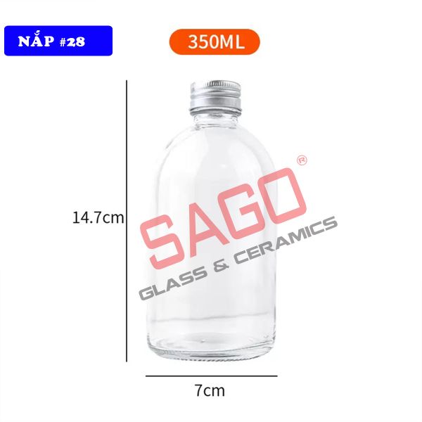  Chai Thủy Tinh Tròn Nắp Nhôm Cao Cấp | Tùy Chọn Dung Tích 