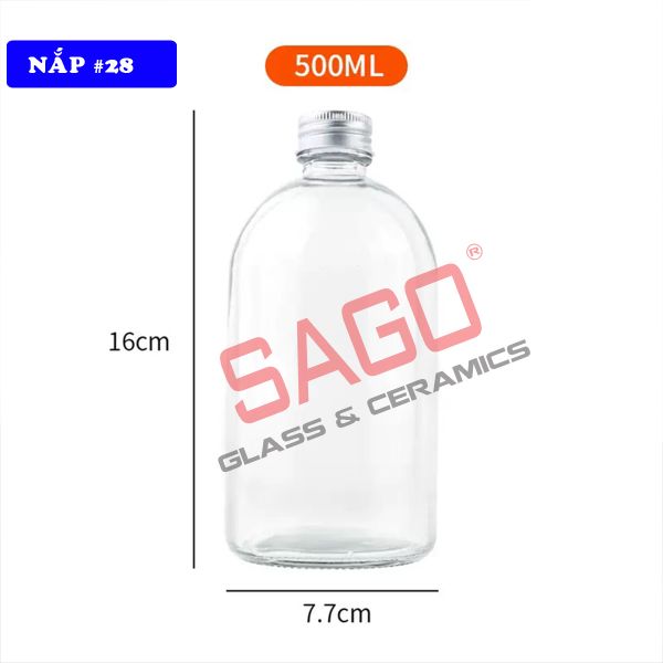  Chai Thủy Tinh Tròn Nắp Nhôm Cao Cấp | Tùy Chọn Dung Tích 