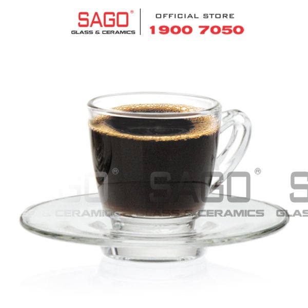 Ocean ( P01642 + P01672 ) - Bộ Tách Thủy Tinh Ocean CAFE Kenya Espresso Cup 65ml ( Tách + Dĩa ) | Nhập Khẩu Thái Lan 