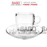  Ocean ( P02441 + P02471 ) - Bộ Tách Thủy Tinh Ocean Caffe  Cappuccino 195ml ( Đĩa + Tách ) | Nhập Khẩu Thái Lan 