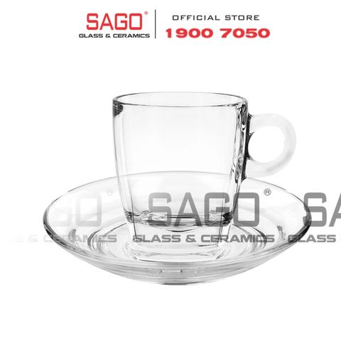 Ocean ( P02441 + P02471 ) - Bộ Tách Thủy Tinh Ocean Caffe  Cappuccino 195ml ( Đĩa + Tách ) | Nhập Khẩu Thái Lan 