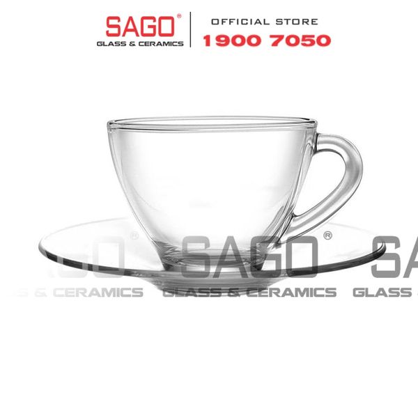  Ocean ( P00671+ P00640 ) - Bộ Tách Thủy Tinh Ocean Cosmo Tea Cup 230ml ( Đĩa + Tách ) | Nhập Khẩu Thái Lan 