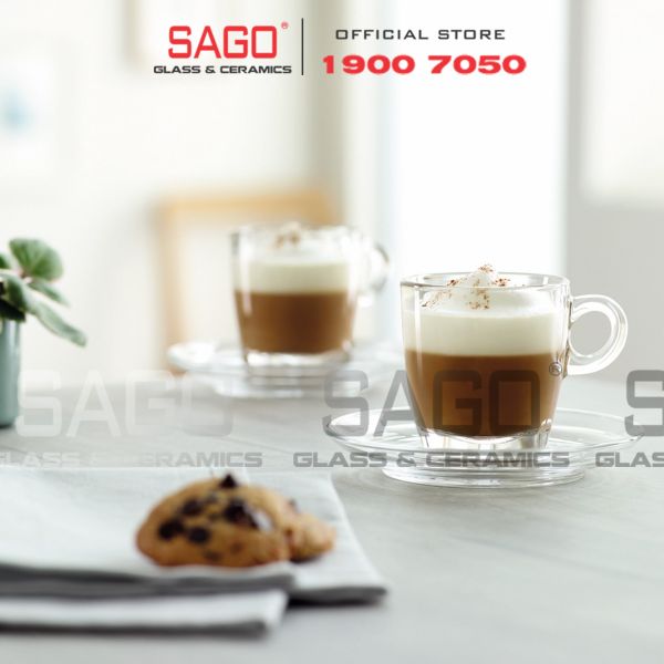  Ocean P02441 - Ly Thủy Tinh Ocean Caffe Cappuccino 195ml | Nhập Khẩu Thái Lan 