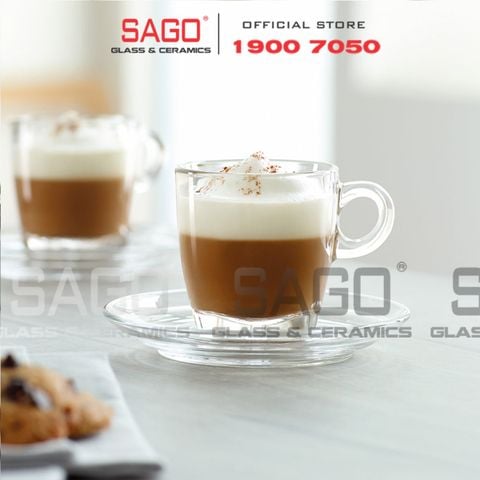  Ocean P02441 - Ly Thủy Tinh Ocean Caffe Cappuccino 195ml | Nhập Khẩu Thái Lan 