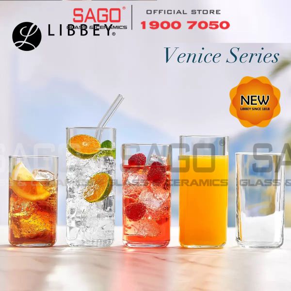  LIBBEY 2614 - Ly thủy tinh Vuông Libbey Venice Beverage Glass 380ml | Thủy Tinh Cao Cấp 