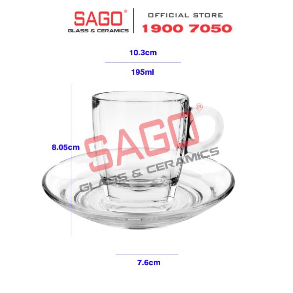  Ocean P02441 - Ly Thủy Tinh Ocean Caffe Cappuccino 195ml | Nhập Khẩu Thái Lan 