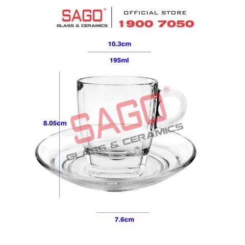  Ocean P02441 - Ly Thủy Tinh Ocean Caffe Cappuccino 195ml | Nhập Khẩu Thái Lan 