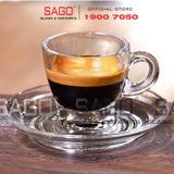  Ocean ( P02442 + P02472 ) - Bộ Tách Thủy Tinh Ocean Caffe  Espresso 70ml ( Đĩa + Tách ) | Nhập Khẩu Thái Lan 