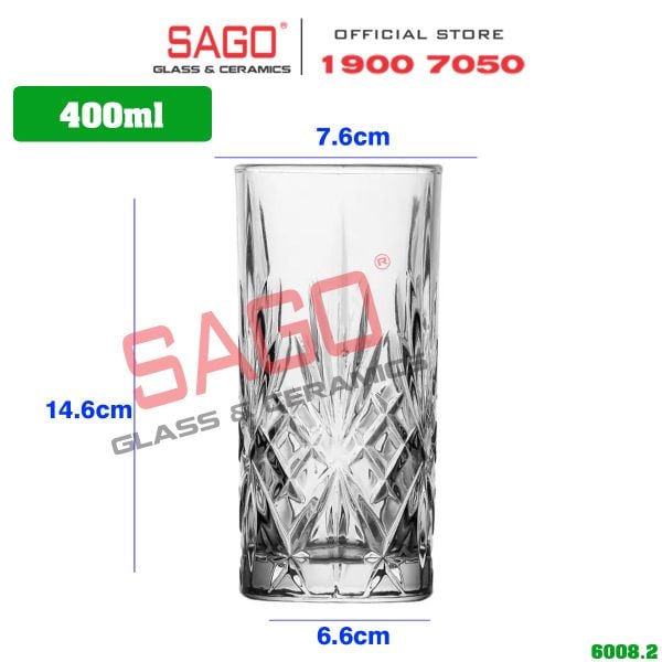  WHG6008 - Ly Thủy Tinh WHG Whisky Hi Ball Glass 400ml | Thủy Tinh Cao Cấp 