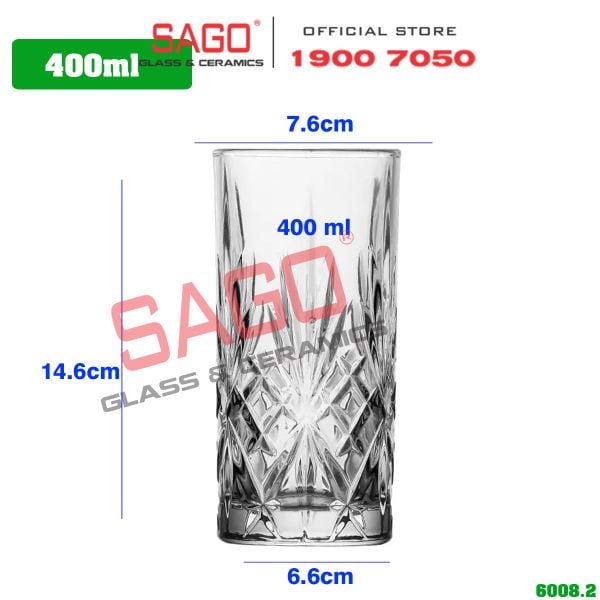  WHG6008 - Ly Thủy Tinh WHG Whisky Hi Ball Glass 400ml | Thủy Tinh Cao Cấp 