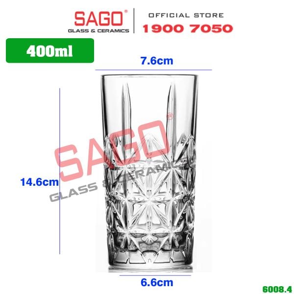 WHG6008 - Ly Thủy Tinh WHG Whisky Hi Ball Glass 400ml | Thủy Tinh Cao Cấp 