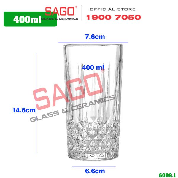  WHG6008 - Ly Thủy Tinh WHG Whisky Hi Ball Glass 400ml | Thủy Tinh Cao Cấp 