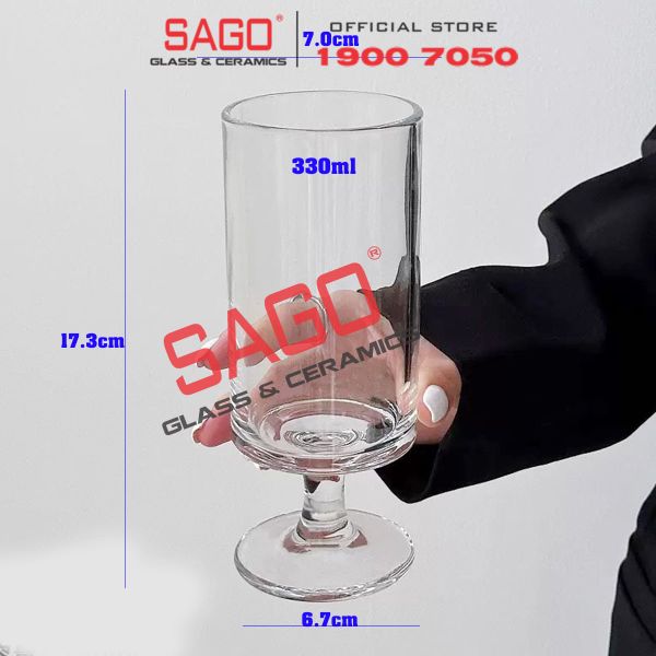  INS JX-3092PG - Ly Thủy Tinh INS có Chân Cooktail Tumber Glass 330ml | Thủy Tinh Cao Cấp 