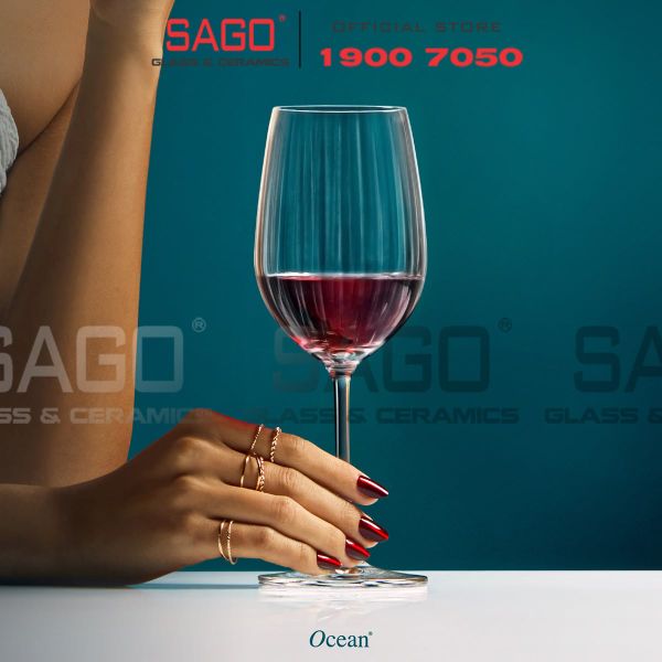  Ocean 1035R15 - Ly Thủy Tinh Ocean Madison Stripe Red Wine 425ml | Nhập Khẩu Thái Lan 