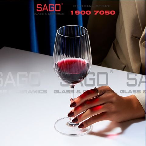  Ocean 1035R15 - Ly Thủy Tinh Ocean Madison Stripe Red Wine 425ml | Nhập Khẩu Thái Lan 