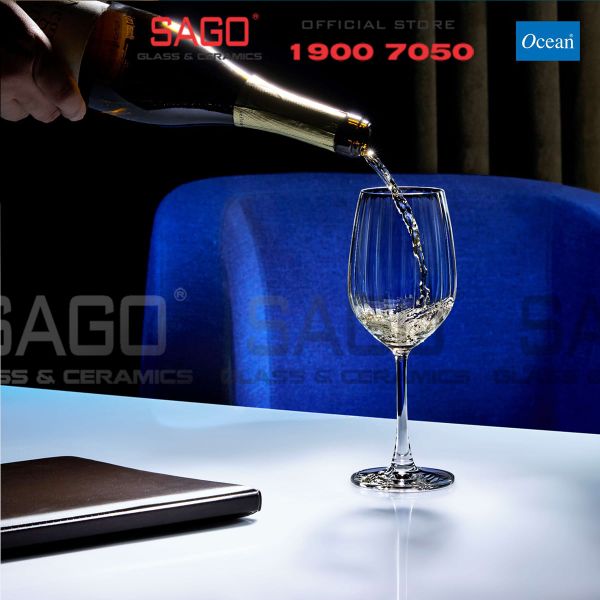  Ocean 1035R15 - Ly Thủy Tinh Ocean Madison Stripe Red Wine 425ml | Nhập Khẩu Thái Lan 