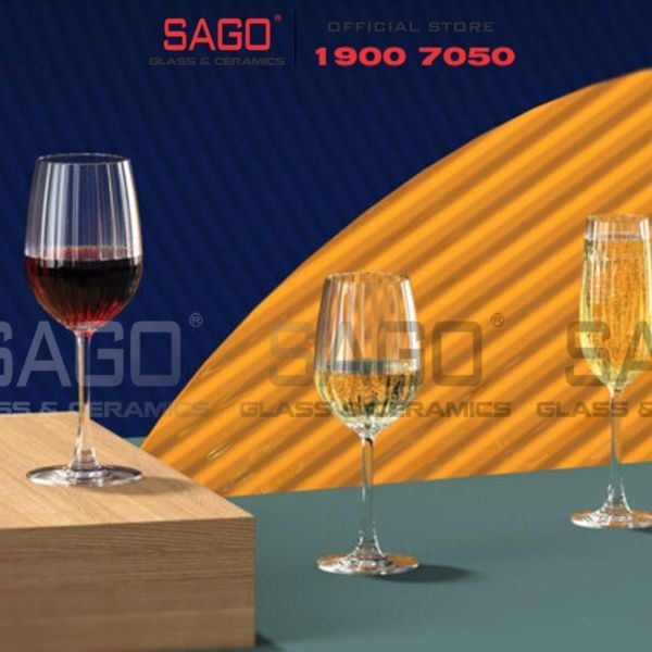 Ocean 1035R15 - Ly Thủy Tinh Ocean Madison Stripe Red Wine 425ml | Nhập Khẩu Thái Lan 