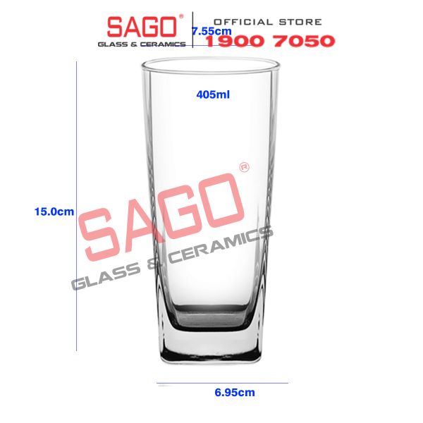  Ocean B11014 - Ly Thủy Tinh Ocean Vuông Plaza Long Drink 405ml | Nhập Khẩu Thái Lan 