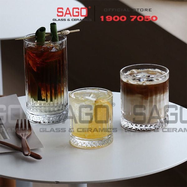  INS 5408H -  Ly Thủy Tinh INS Elysia Rock Glass 250ml | Thủy Tinh Cao Cấp 
