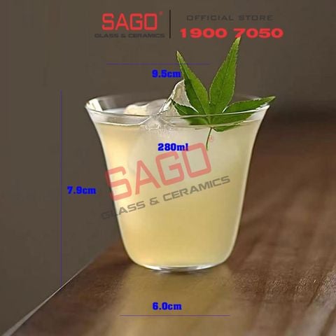  VIR 3038 - Ly Thủy Tinh Virote Borosilicate Flared Mouth Rock Glass 280ml | Thủy Tinh Cao Cấp 