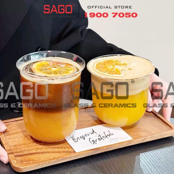  INS LHB9017PG - Ly Thủy Tinh INS Flared Tube Hight Ball Glass 497ml | Thủy Tinh Cao Cấp 