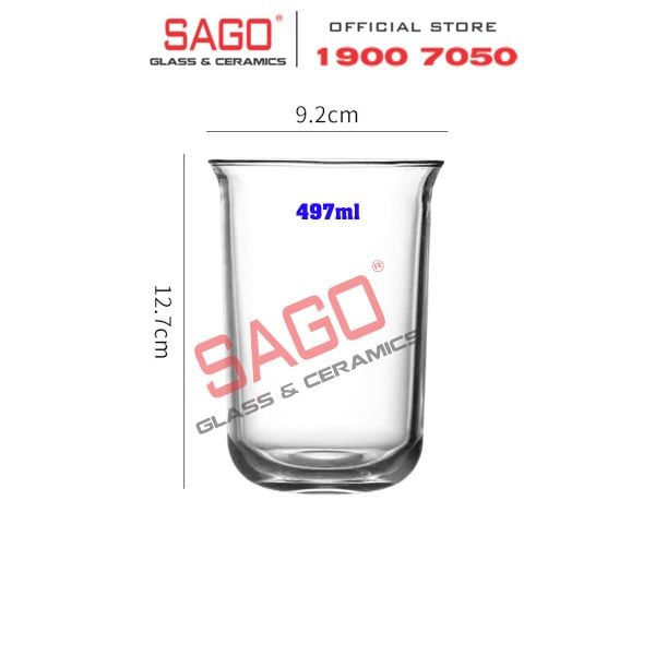  INS LHB9017PG - Ly Thủy Tinh INS Flared Tube Hight Ball Glass 497ml | Thủy Tinh Cao Cấp 
