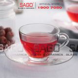  Ocean ( P00671+ P00640 ) - Bộ Tách Thủy Tinh Ocean Cosmo Tea Cup 230ml ( Đĩa + Tách ) | Nhập Khẩu Thái Lan 