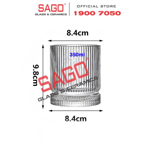  INS GS-105-2 - Ly Thủy Tinh INS Stripes Mark Rock Glass 350ml | Thủy Tinh Cao Cấp 