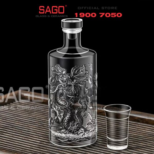  Bình Chiết Rượu , Bình Ngâm Rượu Rồng 500ml | Nắp Thủy Tinh Cao Su 