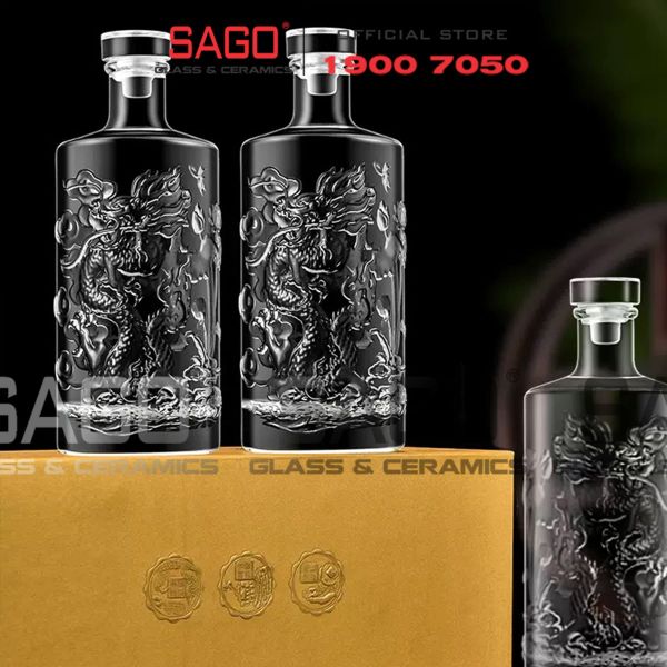  Bình Chiết Rượu , Bình Ngâm Rượu Rồng 500ml | Nắp Thủy Tinh Cao Su 
