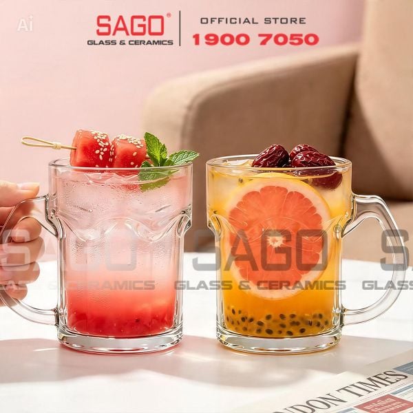  PG332 - Ly Thủy Tinh Prim Titan Beer Mug 355ml | Nhập Khẩu Thái Lan 