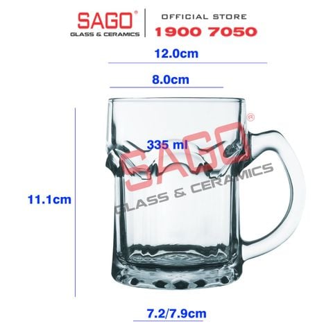  PG332 - Ly Thủy Tinh Prim Titan Beer Mug 355ml | Nhập Khẩu Thái Lan 