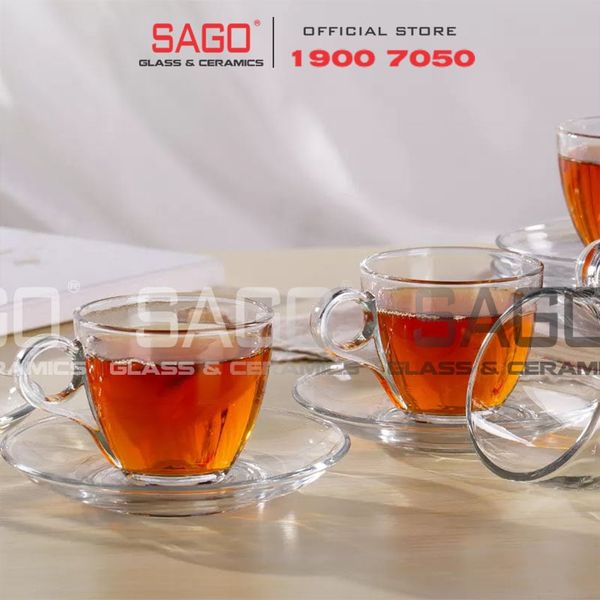  LG-300207/775505(755) - Bộ Tách Thủy Tinh Capuchino Lucky Audrey Cup Glass 190ml | Nhập Khẩu Thái Lan 