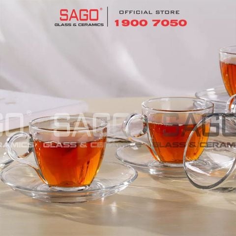  LG-300207/775505(755) - Bộ Tách Thủy Tinh Capuchino Lucky Audrey Cup Glass 190ml | Nhập Khẩu Thái Lan 