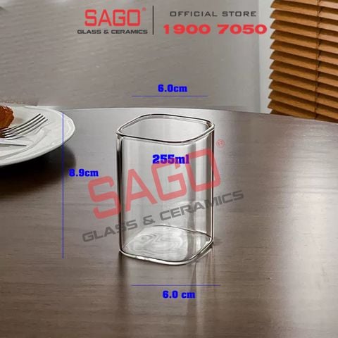  INS 1001-1 -  Ly Thủy Tinh INS Borosilicate Plaza Rock Glass 270ml | Thủy Tinh Cao Cấp 