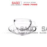  Ocean ( P02443 + P02471 ) - Bộ Tách Thủy Tinh Caffe Latte 260ml ( Đĩa + Tách ) | Nhập Khẩu Thái Lan 