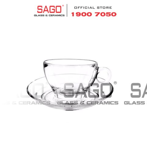  Ocean ( P02443 + P02471 ) - Bộ Tách Thủy Tinh Caffe Latte 260ml ( Đĩa + Tách ) | Nhập Khẩu Thái Lan 