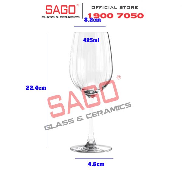  Ocean 1035R15 - Ly Thủy Tinh Ocean Madison Stripe Red Wine 425ml | Nhập Khẩu Thái Lan 