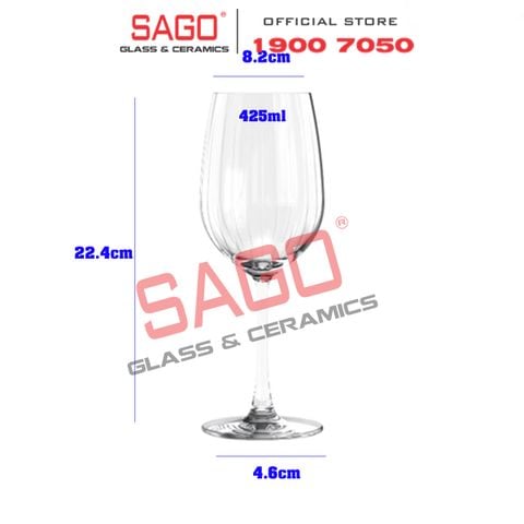  Ocean 1035R15 - Ly Thủy Tinh Ocean Madison Stripe Red Wine 425ml | Nhập Khẩu Thái Lan 