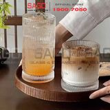  INS 814T - Ly Thủy Tinh Sọc INS Stripes Mark Hight Ball Glass 450ml | Thủy Tinh Cao Cấp 