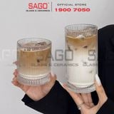  INS 814T - Ly Thủy Tinh Sọc INS Stripes Mark Hight Ball Glass 450ml | Thủy Tinh Cao Cấp 