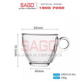 LG-300207/775505(755) - Bộ Tách Thủy Tinh Capuchino Lucky Audrey Cup Glass 190ml | Nhập Khẩu Thái Lan 