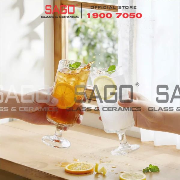  INS JX-3092PG - Ly Thủy Tinh INS có Chân Cooktail Tumber Glass 330ml | Thủy Tinh Cao Cấp 