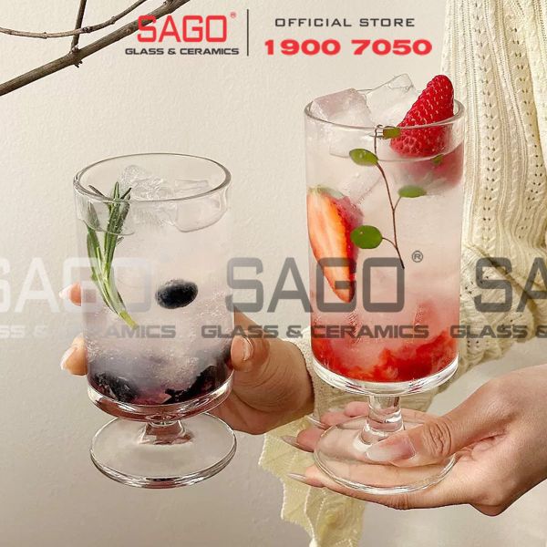  INS JX-3092PG - Ly Thủy Tinh INS có Chân Cooktail Tumber Glass 330ml | Thủy Tinh Cao Cấp 