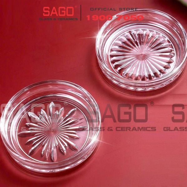  LG-755303(753) - Dĩa Lót Thủy Tinh Lucky Diamond Coaster 8.4cm | Nhập Khẩu Thái Lan 